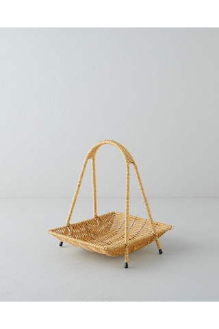 English Home Wicker Plastik Rattan Katlı Servis 23x19x25 Cm Açık Kahverengi Açık Kahverengi