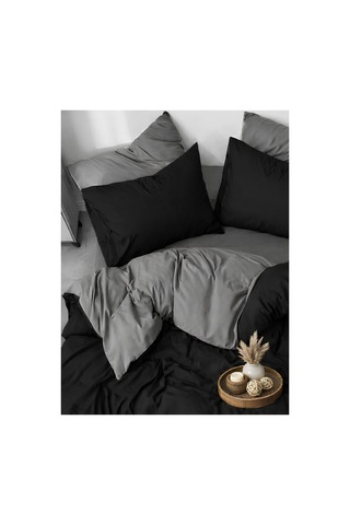 Siyah & Gri Çift Kişilik Nevresim Takımı - Modern Minimal Seri Siyah-gri