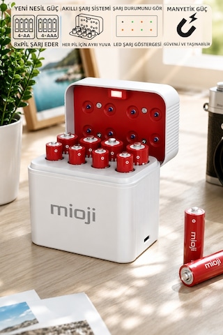 Mioji BT12 AA ve AAA 1.5V Pil Şarj Cihazı Beyaz
