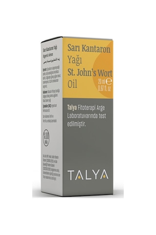 Talya Soğuk Sıkım %100 Saf ve Doğal  Sarı Kantaron Yağı 20 ML