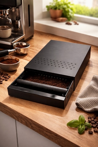 Kahve Posa Çekmecesi Siyah Espresso Makinesi Altı Posa Kutusu