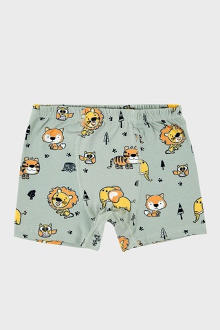 Lela Desenli Streç Pamuklu Bisiklet Yaka Atlet Boxer 2'Li Iç Giyim Erkek Çocuk Takım 6651010 Açık Haki