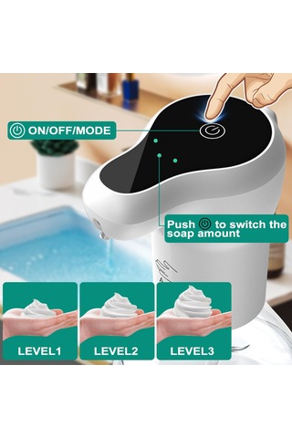 Qfdr Otomatik Sabunluk, 460ml Şarj Edilebilir Fotoselli Köpük