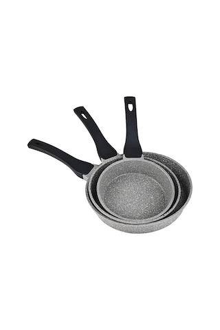 VENÜS 3 Parça Döküm Mini Tava Seti - Gri (18 CM-22 CM-26 CM)