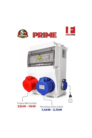 Formpan Prıme 22kw Trifaze 7,4kw Monofaze - Elektrikli Araç Şarj Cihazı Kombinasyon Kutusu Ip44