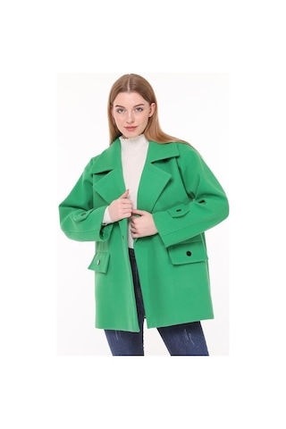 Dip Moda Kadın Kısa Yün Kaşe Kaban Dppltn04 - Benetton Yeşili Yeşil