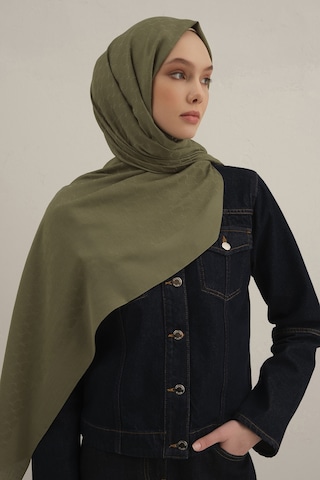 Haki Link Desen Bambu Cotton Şal 49 Haki