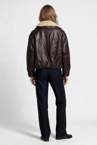 Marsel&leon Marsel Leon Kadın Peluş Yakalı Fermuarlı Deri Görünümlü Bomber Mont Kahverengi