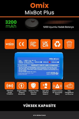 Omix Mixbot Plus 3200mAh Robot Süpürge Bataryası