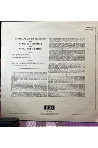 Mantovani And His Orchestra With Rawicz And Landauer - Music From The Films Decca Skl 4014 Stereo Lp