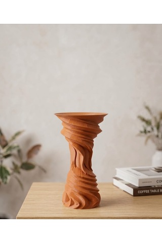 3d Vazo Özel Tasarım Eskitme - Kahverengi