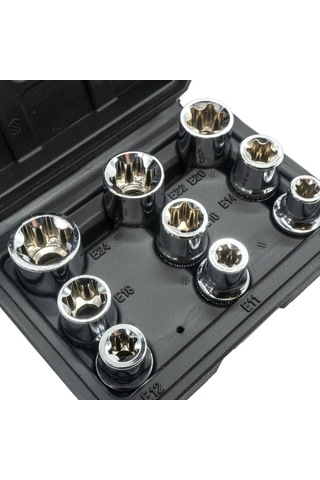 Dorf 1/2 E Torx Lokma Seti 9 Parça E10-e24 Plastik Kutulu