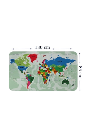Türkçe Eğitici Ülke Ve Başkent Okyanus Detaylı Atlası Dünya Haritası Duvar Sticker-85x130-3840 Çok Renkli