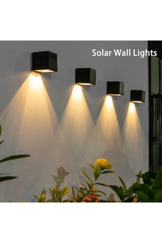 Led Güneş Işığı Açık Bahçe Kare Duvar Lambası Açık Avlu Bahçe Altın - Siyah