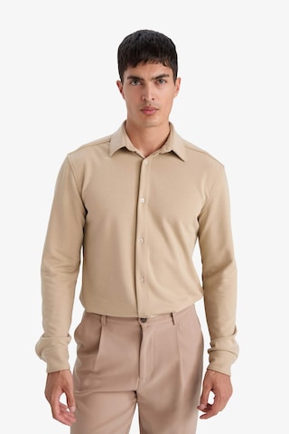 Defacto Modern Fit Polo Yaka Pike Uzun Kollu Gömlek F0330ax25aubg359 Bej-bg359
