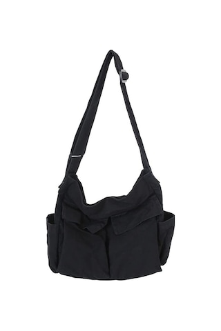 Yulong Kanvas Messenger Çantası Büyük Hobo Çapraz Çanta Çoklu Siyah