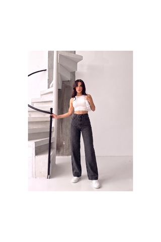 Kene Jeans Ön Taşlı Kahve Tint Denim Wide Leg/bol Paça Pantolon Kahve Tint