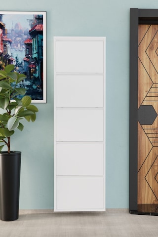 5 Kapaklı Metal Ayakkabılık Beyaz Beyaz