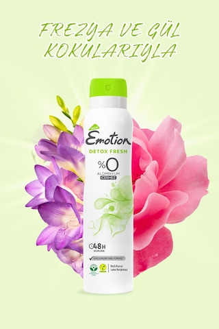 Detox Fresh Kadın Alüminyumsuz Vegan Deodorant 4x150 ML Hızlı Kurur, Leke Bırakmaz
