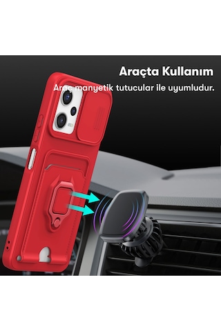 Xiaomi Redmi Note 12 Pro 5G Kılıf Zuma Kamera Sürgülü Kartvizitli İpli Silikon Kılıf