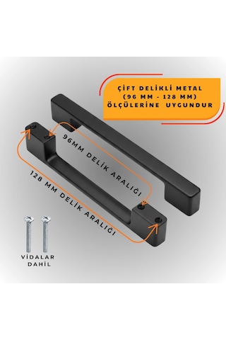 Köprü Kulp Dolap Çekmece Kulbu Metal Kulp 128 Mm Siyah