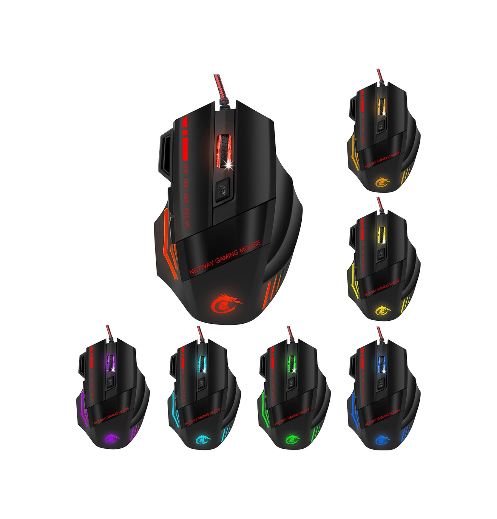 Sones Hxsj A907 7 Tuşlu Renkli Işıklı 7d Kablolu Oyun Faresi Diğer