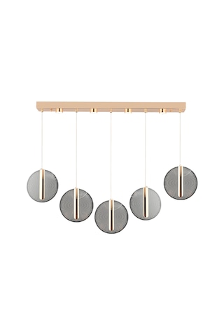 Dustin 5'li Sıralı 3 Renk 75 Watt Gold Kristal Ledli Modern Oturma Odası Salon Sarkıt Avize Diğer