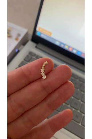 7 Çiçek Taşlı Gold Tragus Helix Pearsing Kıkırdak Küpe Çelik Renkli