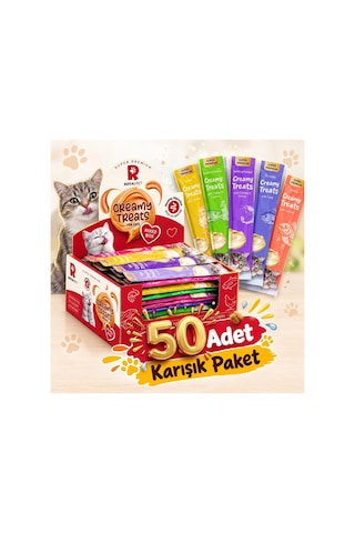 Royal Pet Krema Kedi Ödül Maması Karışık Paket 14 Gr X 50 Adet