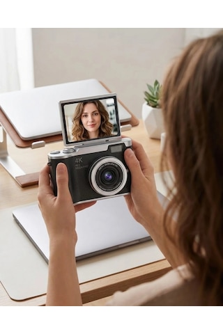 Kompakt 4k Dijital Kamera 48 Mp Sensör 8x Zoom Flip Ekran Vlog Ve Selfie Uyumlu