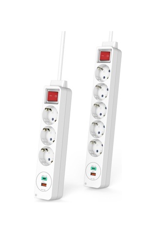 Hama Priz Çubuğu, 5'li, Usb-c/a 18w, Pd/qc , Şalter, Düz, 1,4 M,