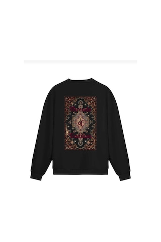 Hunors Sportswear & Company Threads Baskılı Unisex Model Pamuklu Bisiklet Yaka Sweatshirt SIYAH