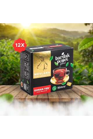 Mevlana Çay Siyah Bardak Poşet 50 Li 12 Kutu