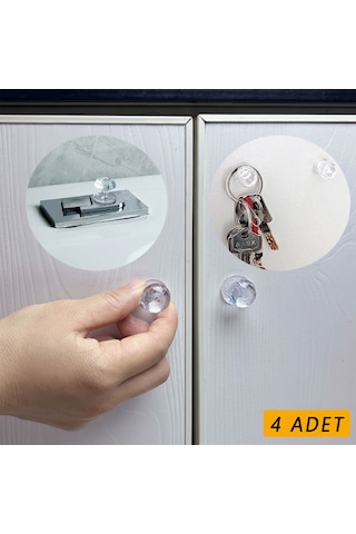 Büro Ev Hobi Atölyesi İçin 4adet Kristal Tasarım Buton Tip Yapışkanlı Tutacak Seti Renkli