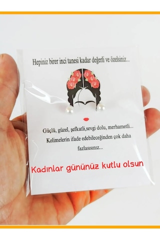 20 Adet Kuşe Kartlı İnci Küpe - Kına Hediyesi - Nikah Hediyesi - Krem