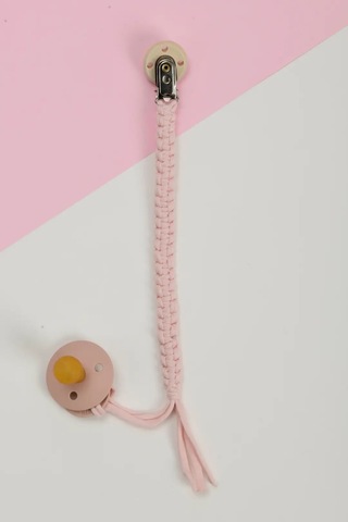 E&f Store El Örmesi Doğal Ahşap Emzik Askısı - Düz - Pembe