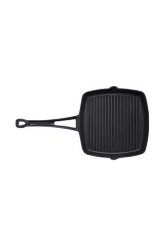 Metal Kulplu Döküm Izgara Tava, 26x26 Cm Boyut 001 Siyah