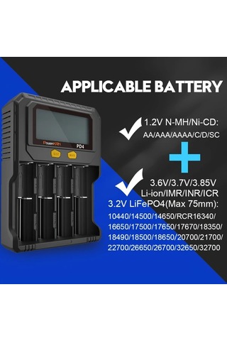 Honeybeeshop Powerkan Pd4 Akıllı Pil Şarj Cihazı 4 Kanal Li İon Nimh Ni Cd Şarj Usb Lcd Ekran