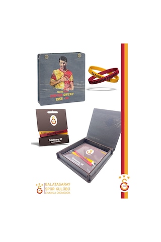 Galatasaray Orijinal Lisanslı Armanın Peşinde 2'li Yetişkin Bileklik Metin Oktay Baskılı Hediyelik Ahşap Kutulu Sarı - Kırmızı