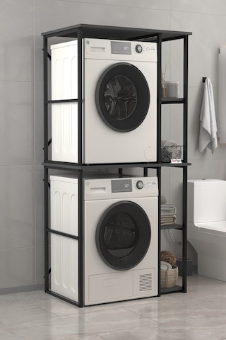 Bofigo Çamaşır Makinesi Dolabı Kurutma Makinesi Dolabı Metal Banyo Dolabı Mısra Antrasit