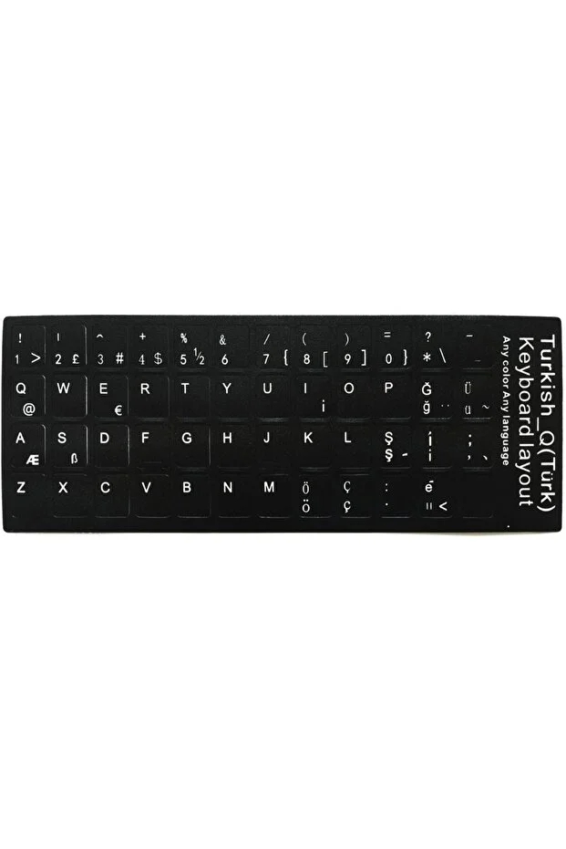 1 Adet Türkçe Q Klavye Etiketi Laptop Pc Sticker Kaliteli Pvc-keyboard Sticker Pvc Harf Çıkartmaları Siyah