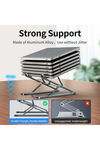 Shineyee Hafif Ve Ayarlanabilir Taşınabilir Dizüstü Bilgisayar Standı - Alüminyum Tablet Tutucu - Ergonomik N8