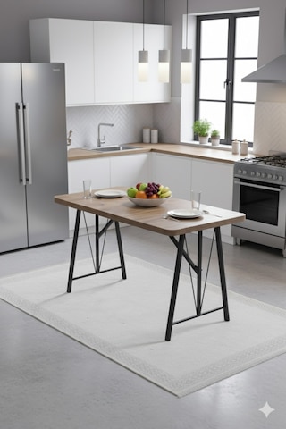 Elfin 70x110cm Sabit Atllantik Yemek Masası, Yemek Masası Takımı, Mutfak Masası, 4 Siyah Sandalye Siyah