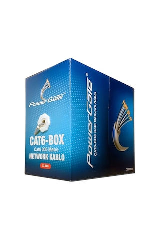 Powergate Cat6-box-gy, 23awg 0,57mm, Utp, Cat6 Kablo, 305m, Gri
