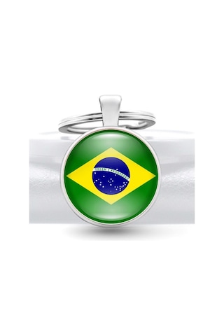 Tamgacrafts Brezilya Brazil Bayrağı Metal Anahtarlık Ülke Temalı Hediyelik Çok Renkli
