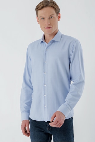 Morven Erkek Mavi Trend Baskılı Desenli İtalyan Yaka Slim Fit Gömlek 24mc004013300 Mavi