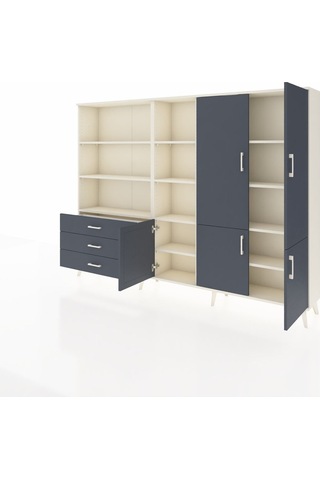 Arges Dolap 11 Raflı 3 Çekmeceli 5 Kapaklı 220x30x163 Aytaşı-antr Aytaşı-antrasit