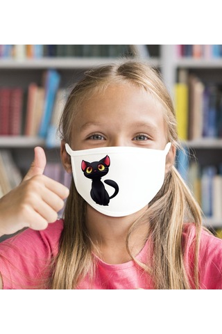 50 Adet Yıkanabilir Beyaz Çocuk Maske-6