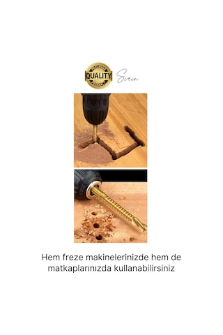 Premium Çok Amaçlı 3'lü Freze Matkap Uç Seti Ahşap Tahta Delme Titanyum Kanal Açma Sunta Mdf Oyma