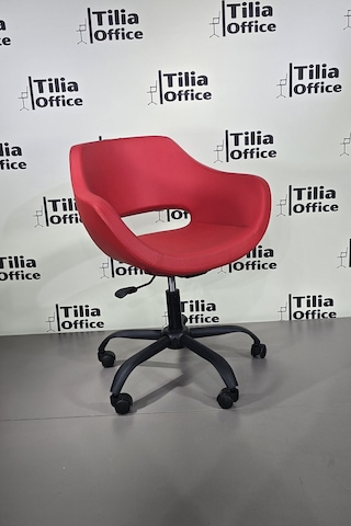 Monaco Çalışma Kesim Koltuğu Yonca Tekerlekli Siyah Ayak Kırmızı